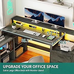 YITAHOME L Shaped Desk with 3 Drawers, 65" Corner