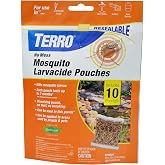 TERRO No Mess Mosquito Larvacide Pouches, 10-Pack | Dissolvable Pest Control Packets for Standing Water, Outdoor Mosquito Killer with Long-Lasting 2 Month Protection