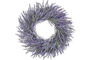 LZNPA 26 Inch Large Lavender Wreaths for Front Door Outside Summer Spring Wreaths for Front Door Floral Wreath All Season for Wedding Farmhouse Porch Wall Room Home Decor