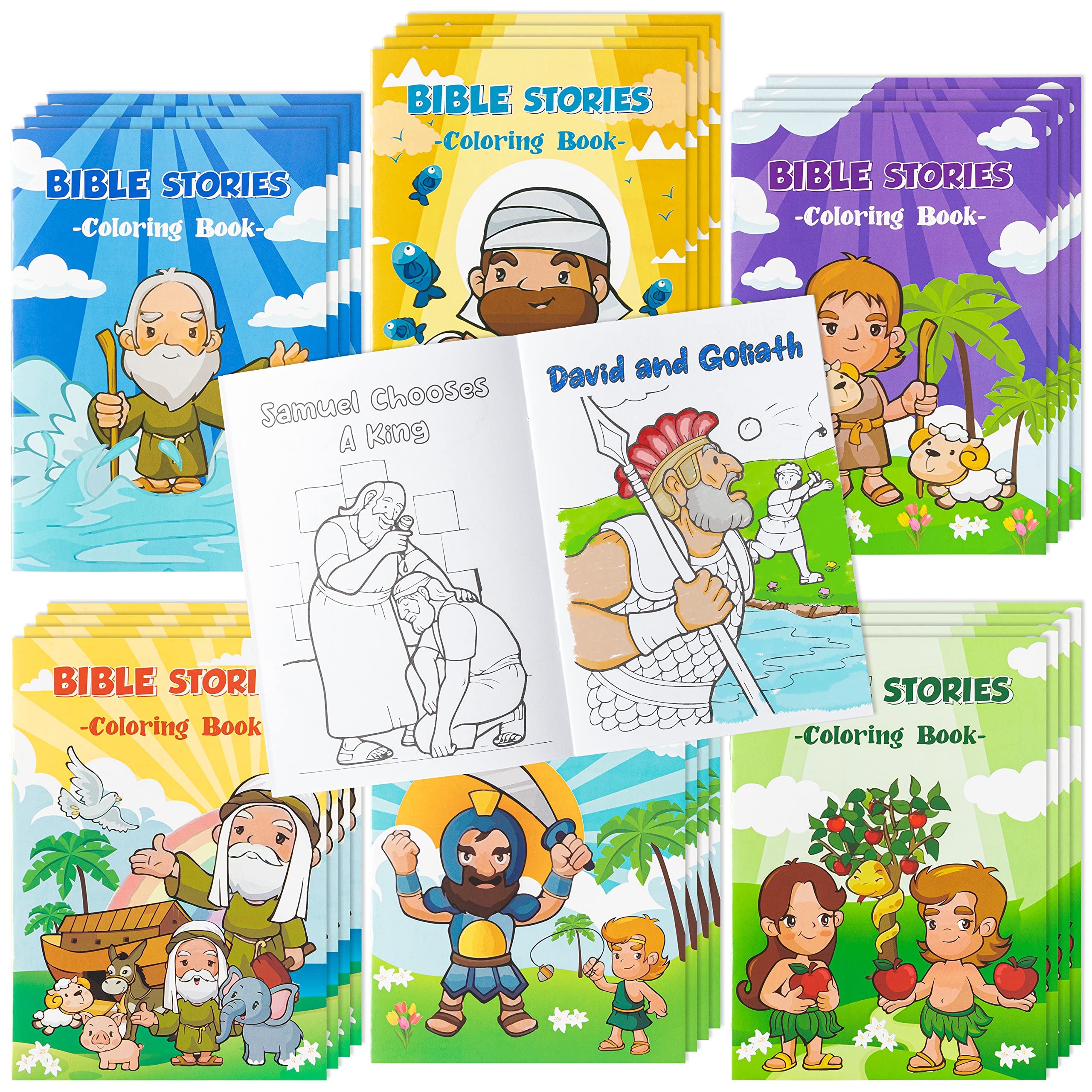 Zainpe 24Pcs Christian Bible Stories Coloring Books for Kids Bible Study Easter Theme DIY Art Drawing Book Jesus Noah's Ark Pattern Color Booklets Party Favors Supplies Birthday Gift Goodie Bag Filler