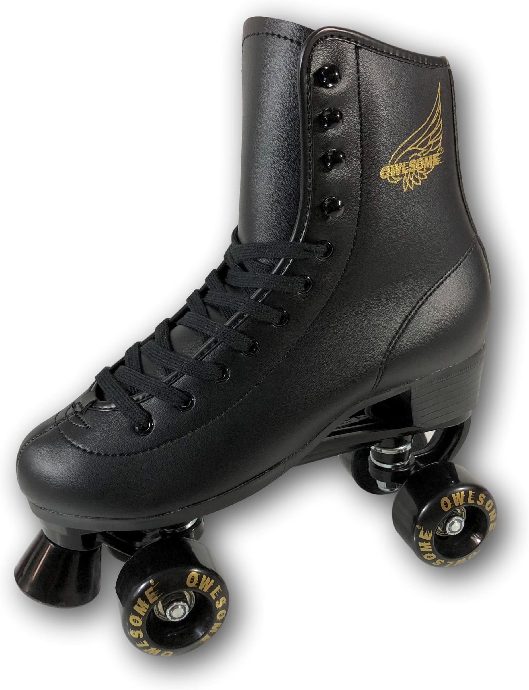 Owlsome Classic High Top Boot Style Soft Faux Leather Roller Skates for Adult & Youth