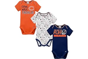 Gerber NFL unisex-baby Nfl Team 3 Pack Short Sleeve Onesie Bodysuit