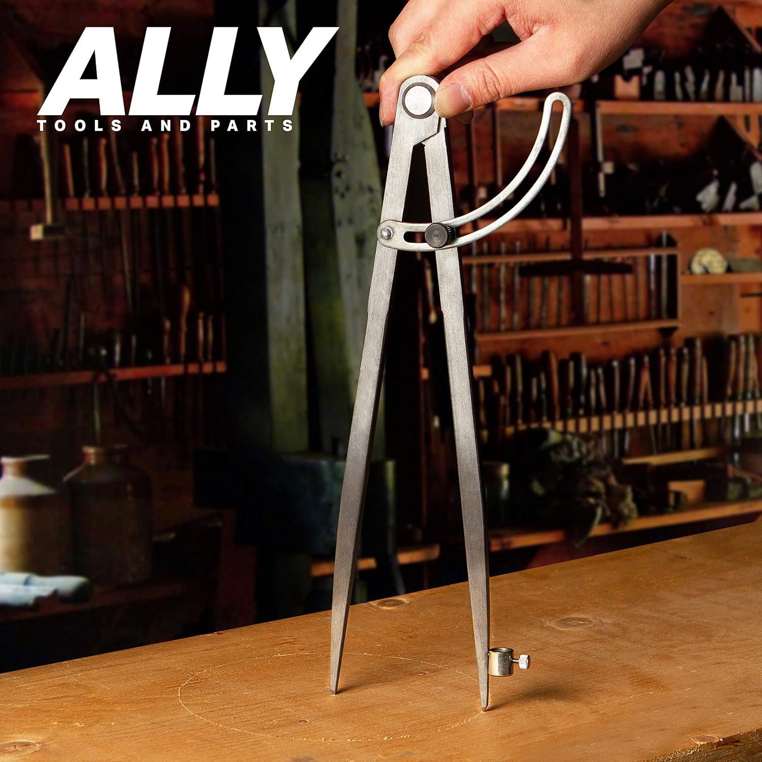 ALLY Tools Professional 12 inch Locking Wing Divider Pencil Holder/Compass Scribe INCLUDES Two Pencils and Metal Pencil Sharpener Ideal for Drawing Circles, Woodworking, Metalworking, and Leather Work: Home Improvement
