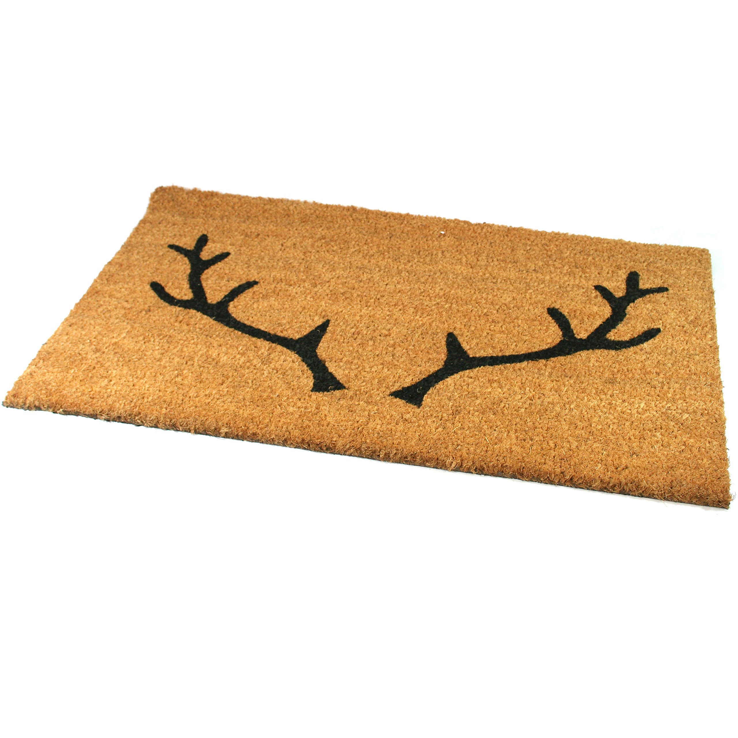 Black Ginger Large, Thick, Decorative, Patterned Coir Door Mats with Nature Designs (Stag)