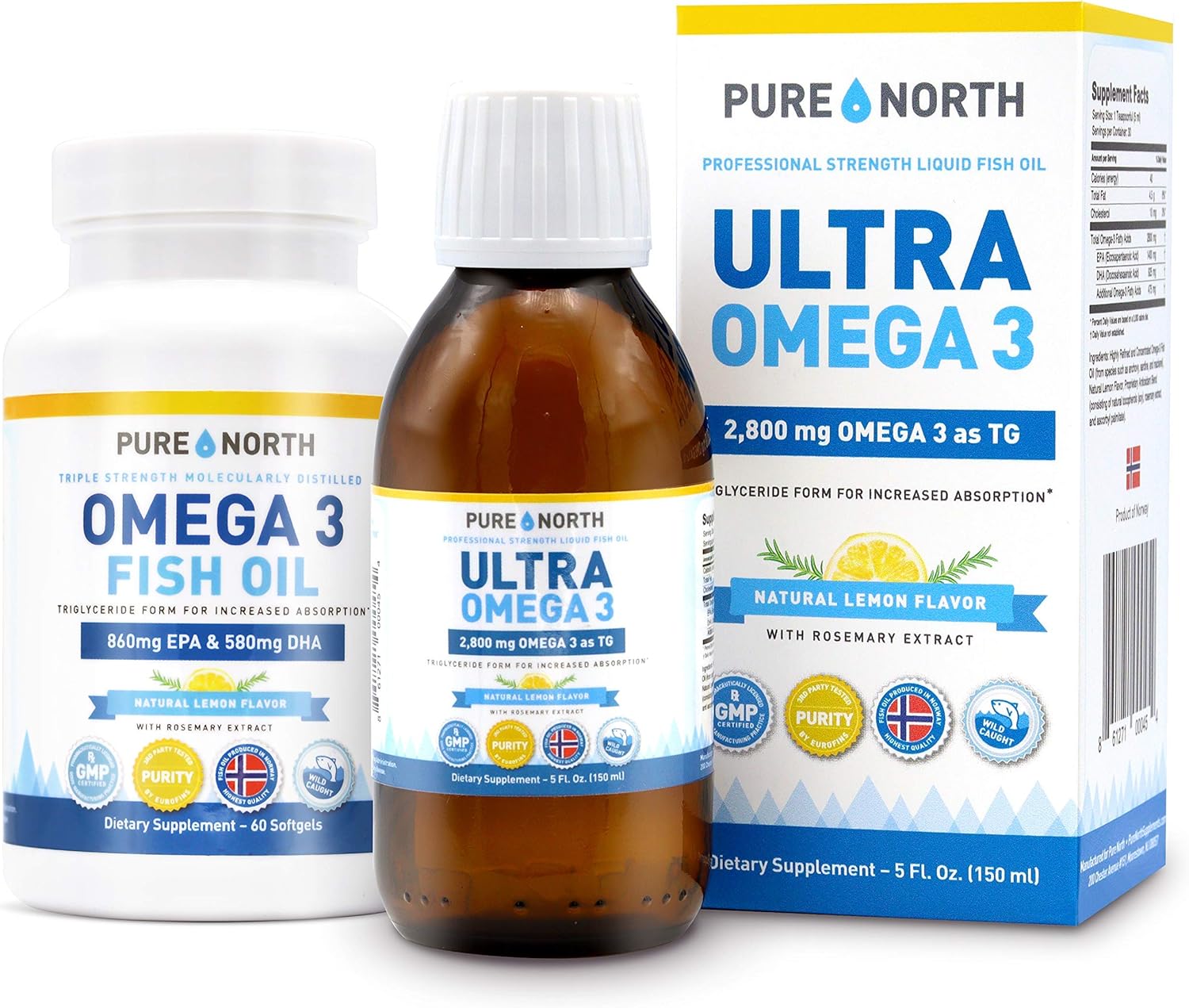 Pure North Ultra Omega 3 Mega Pack Triglyceride Form Fish
