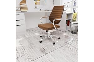 Homsion 32" x 48" Tempered Glass Office Chair Mat for Carpet & Hardwood Floor, 1/6" Thick Clear Floor Protector Desk Chair Mat with Rounded and Polished Edges