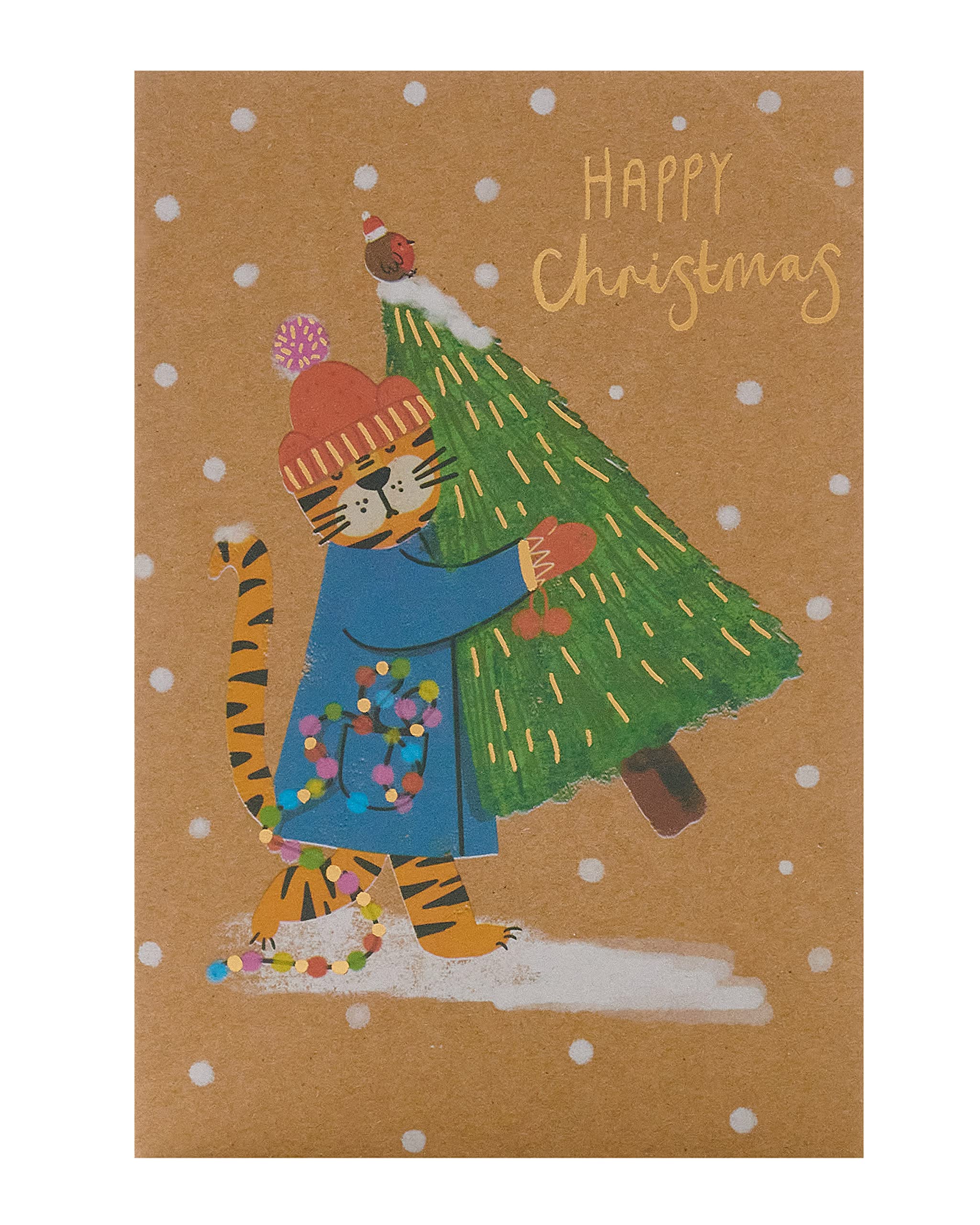 Box of 8 Festive Tiger Marie Curie Charity Christmas Cards in Wallet 557007