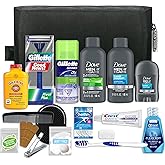 Convenience Kits International Men’s Premium 20-Piece Kit with Travel Size TSA Compliant Essentials, Featuring: Dove Men & Care Products in Black Dopp Bag
