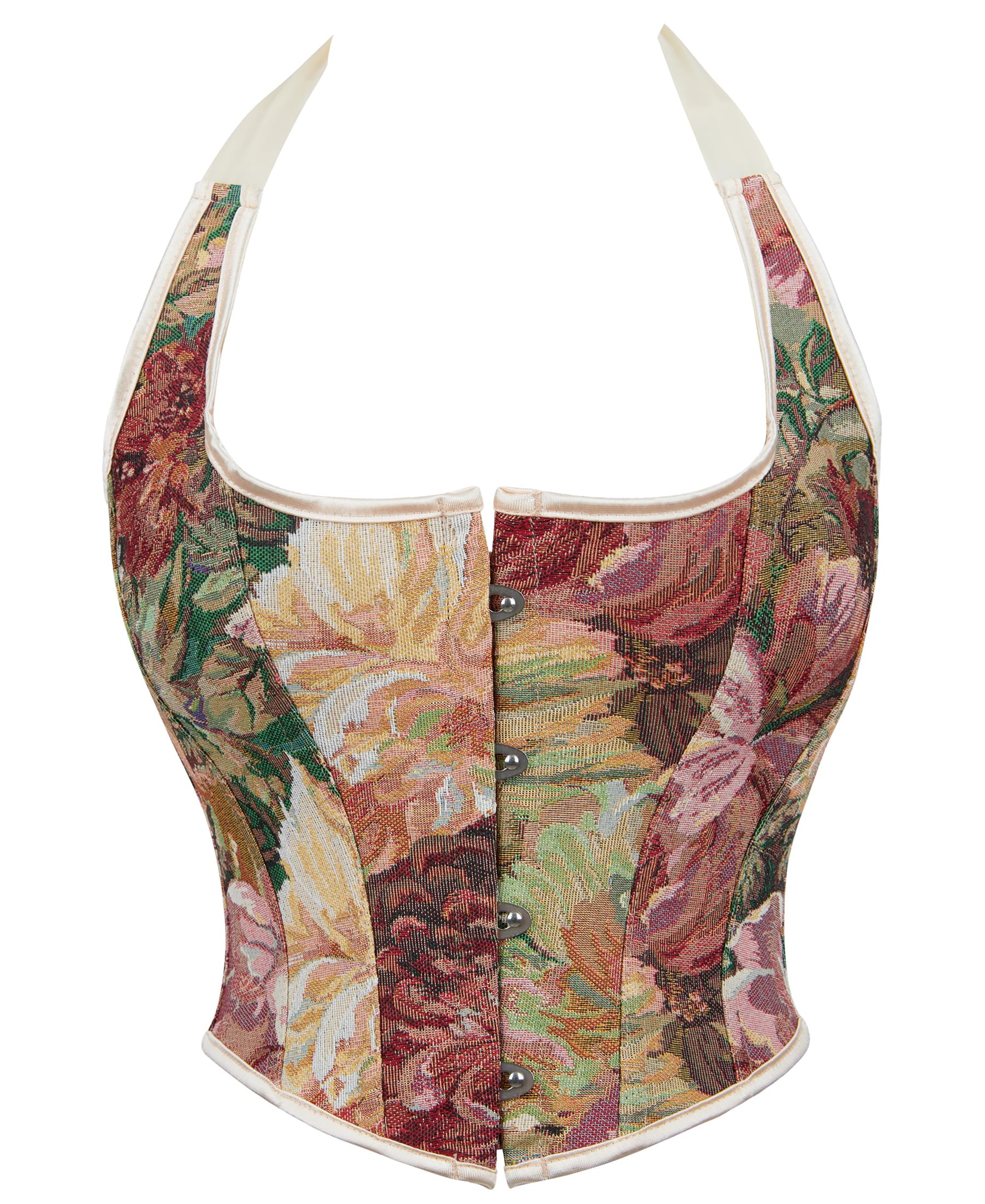Photo 1 of Alivila.Y Fashion Womens Halter Sexy Overbust Corset Boned Renaissance Bustier Crop Tops 527-Cream Daisy-L