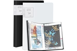 MOSROAD 2 Packs A3 Diamond Paintings Storage Books, Large 30x40 Diamond Art Storage Presentation Book with 60 Pags, Diamond Painting Art Portfolio Folder, Clear Pockets Artwork Storage Photo Display Album