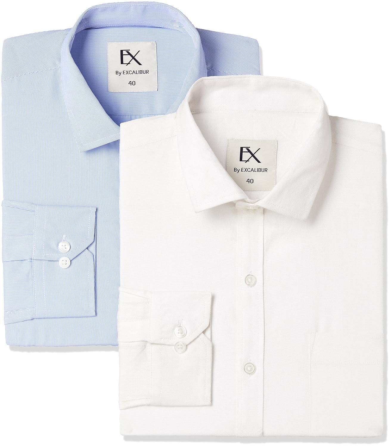 ex by excalibur men's solid regular fit formal shirt (pack of 2)