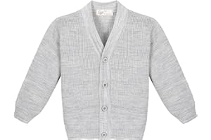 Lilax Little Boys Basic Long Sleeve V-Neck Classic Knit Cardigan Sweater