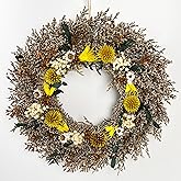 10 Inch Handmade Dried Flower Wreath - Small Real Plant Floral Wreath, Rustic Boho Wall Decor for Home, Door, Window, Wedding, Fall Decor