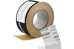 ProductionShop Premium 80 Grit PSA Gold Longboard Sandpaper, 2-3/4" Wide Continuous 12 Yard Roll - Self Adhesive Stickyback for Autobody Paint, Wood Air File Long Board Sanders, Hand Sanding Blocks