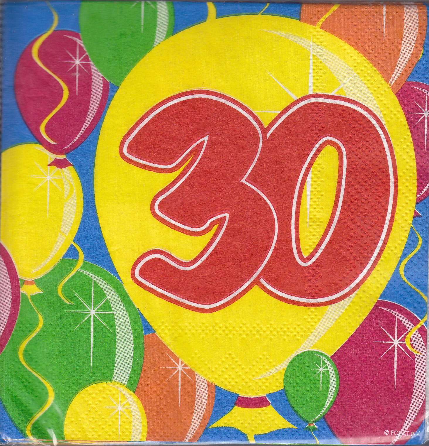Folat - 30th Birthday Balloons Napkins - Multicolor - 20 Pieces