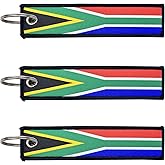 LLBFHH 3 Pcs South Africa South African Country Flag Keychain,Woven label Key Chains for Car Keys,Fabric Key Chains Men and Women,Used for Various Decorations.