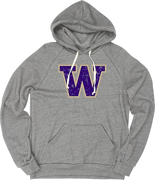 Blue 84 Men's Washington Huskies Tri-Blend Hoodie Vintage Icon Heather Grey, Grey, Small