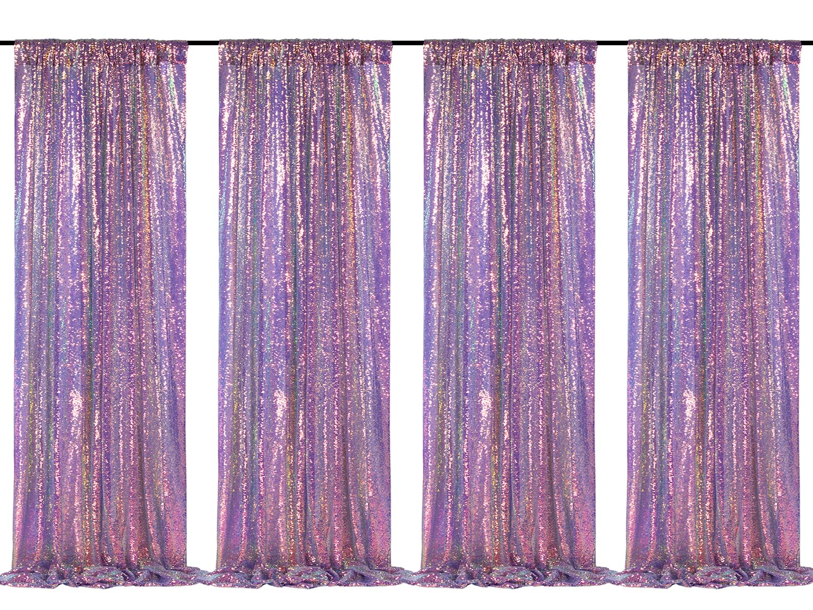 Photo 1 of Sequin Backdrop Mermaid Purple 4 Pieces 2FTx8FT Shimmer Birthday Baby Shower Cake Table Decoration Backdrop Fabric