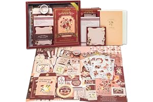 Aromoty Aesthetic Scrapbook Kit, Vintage Scrapbooking Supplies Kit for Bullet Junk Journal, A6 Grid Notebook, Stationary Journaling Supplies,DIY Craft Decor Birthday Gifts for Women Kid Teen Girl