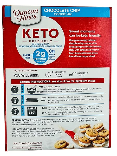 DUNCAN HINES KETO FRIENDLY CHOCOLATE CHIP COOKIE MIX, 8.8 OZ