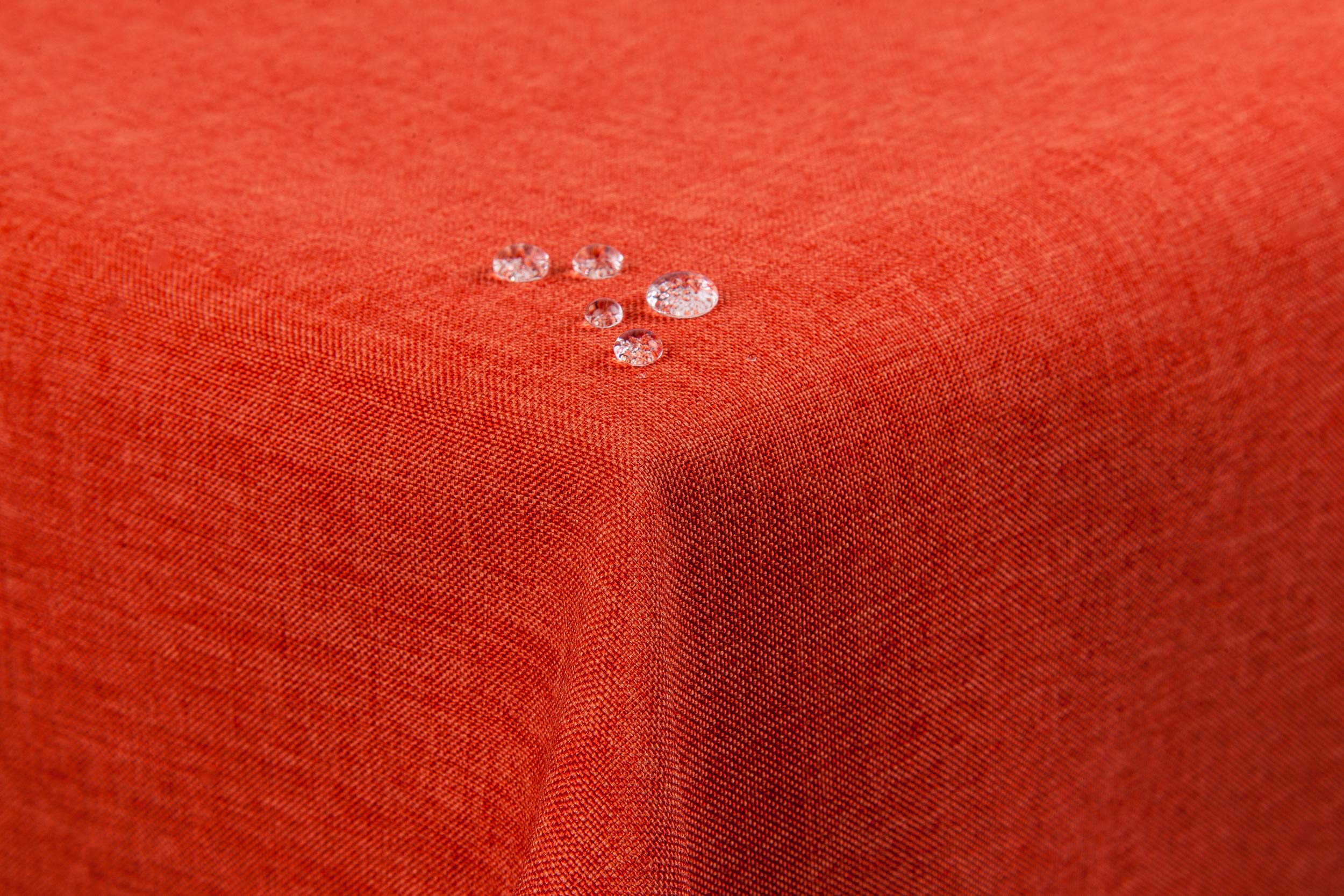 First-Tex Tablecloth Linen Look Lotus Effect Washable with Straight Hem Edge 130 x 300 cm Terracotta / Orange