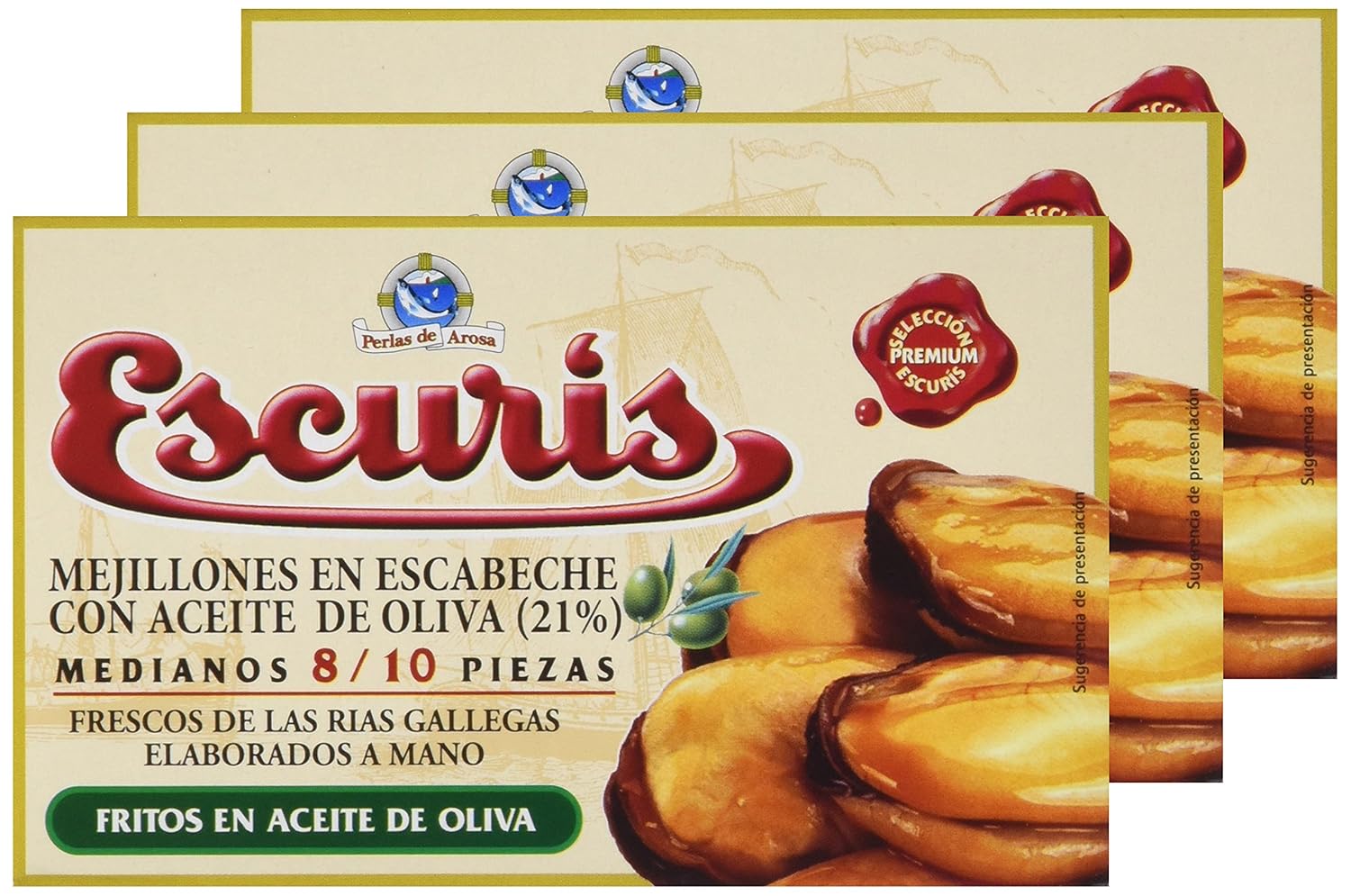 Escuris Mejillones Escabeche Fritos en Aceite de Oliva - 3 ...