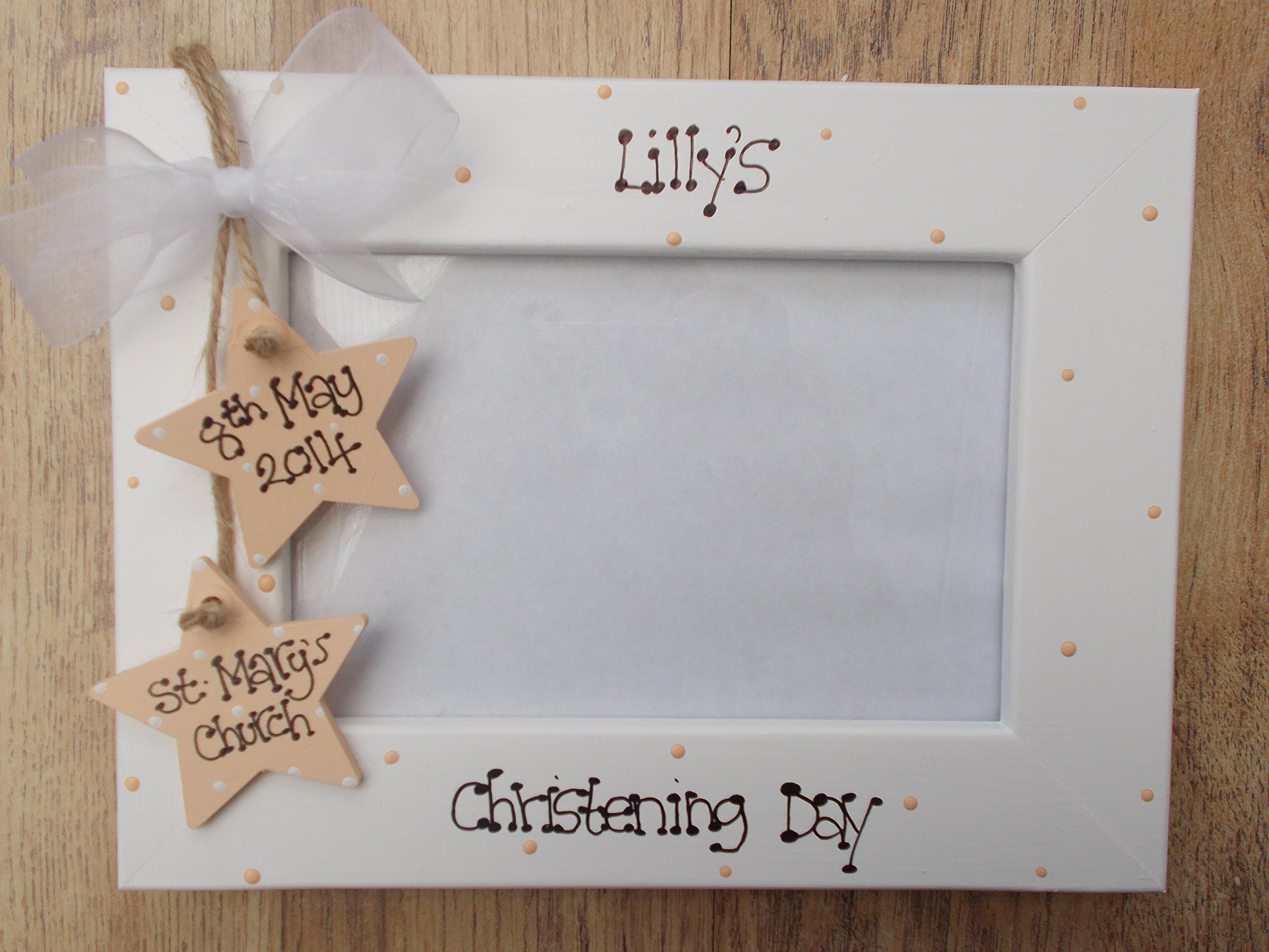 Personalised Handmade Christening Day Wooden Photo Frame Gift
