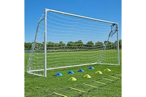 HOKICYOS Soccer Goals for Backyard Soccer Goal 12x6 Big 10x6.5 8x6 6x4FT Soccer Goals for Youth Adults and Kids Large Metal 2" Goal Post with Agility Ladder and Target Net Soccer Cones Practice Equipment