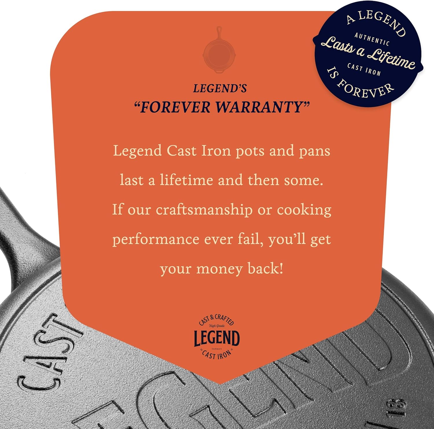 Legend Cast Iron Skillet with Lid | Large 12” Frying Pan with Glass Lid & Silicone Handle for Oven, Induction, Cooking, Pizza, Sauteing, Grilling | Lightly Pre-Seasoned Cookware Gets Better with Use: Kitchen & Dining