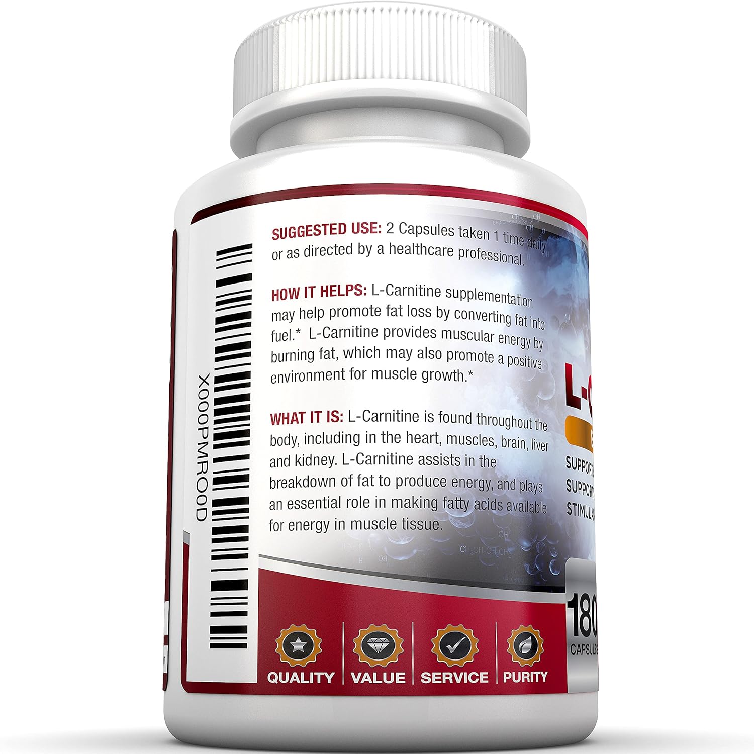 BRI L-Carnitine - 1000mg Premium Quality Carnitine Amino Acid Supports Athletic Performance, Stamina and Heart Health; Stimulant Free Vegetable Cellulose Capsules (180 Count): Health & Personal Care
