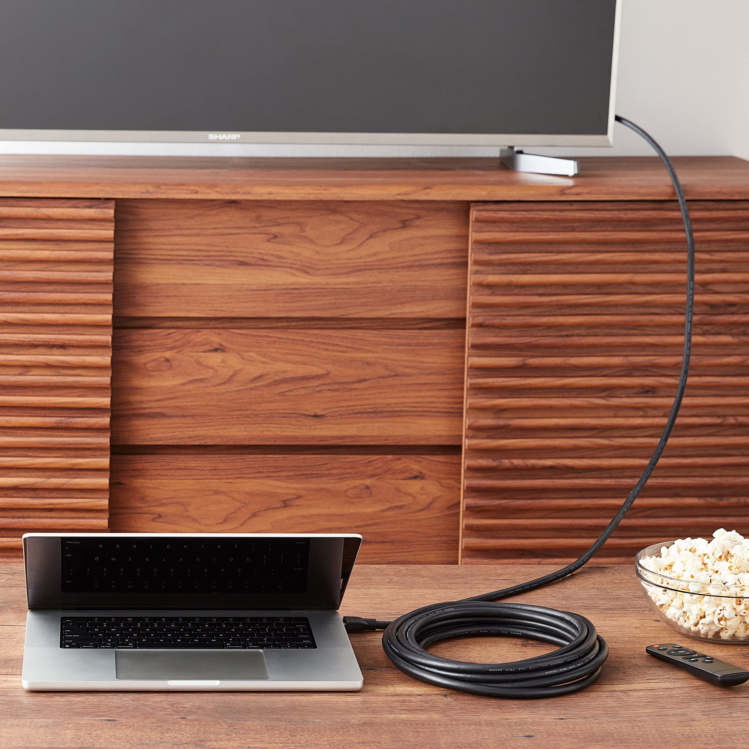 Amazon Basics HDMI Cable, 25ft, 4K@60Hz, High-Speed 4K HDMI 2.0 Cord (18Gbps), 2160p, 48 bit, Compatible with TV/PS5/Xbox/Roku, Black