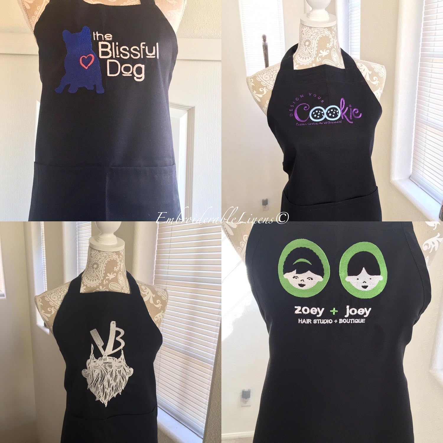 Amazon Com Customized Apron Black Embroidered In Your Choice Of