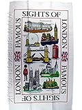 Tea Towel/Wall Hang - Sights of London, London Famous Iconic Landmarks Printed Teatowel