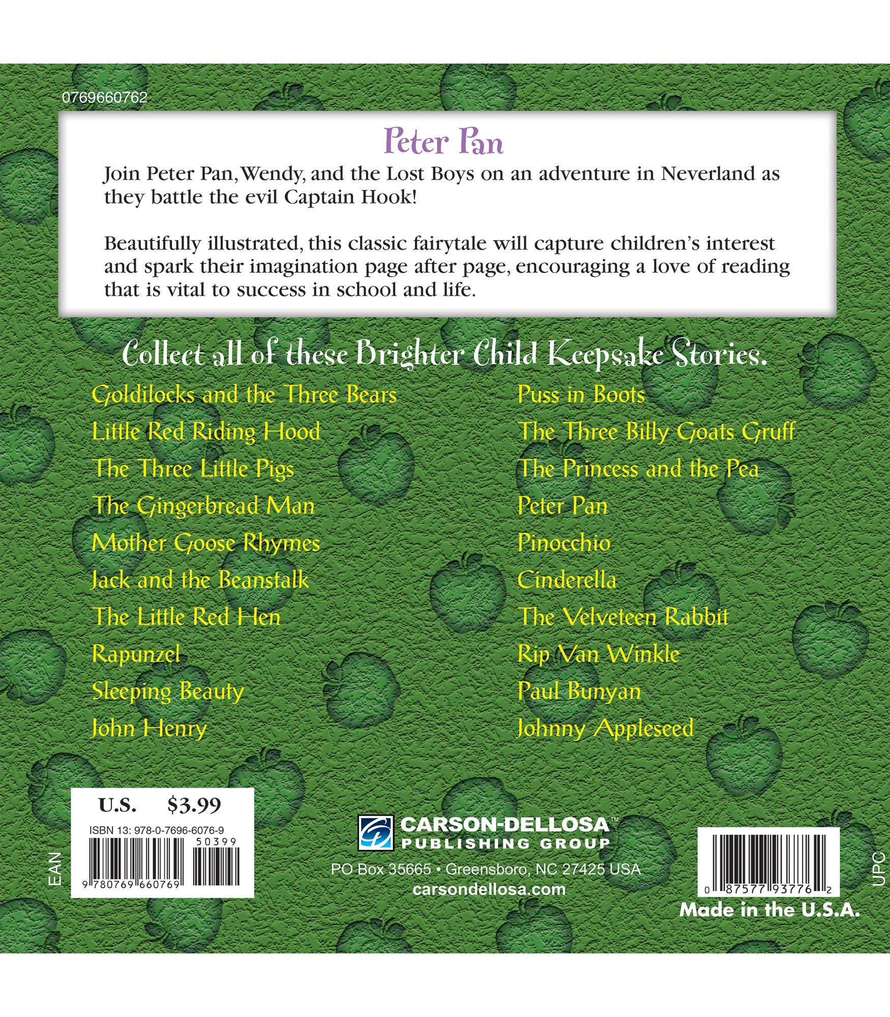Amazon Com Peter Pan Brighter Child Keepsake Stories 9780769660769 Ottolenghi Carol Talbot Jim Books