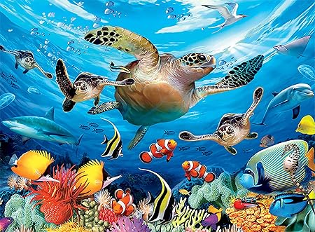 Amazon Com Ceaco Undersea Glow Journey Of The Sea Turtles Jigsaw Puzzle Toys Games