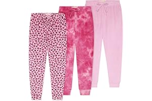BTween Girl's 3-Pack Velour Jogger Pant Set - Solid, Tie Dye or Camo Sweatpants for Girls