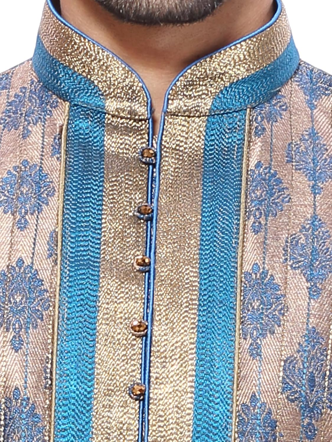 rg designers men's blue gold kurta pyjama