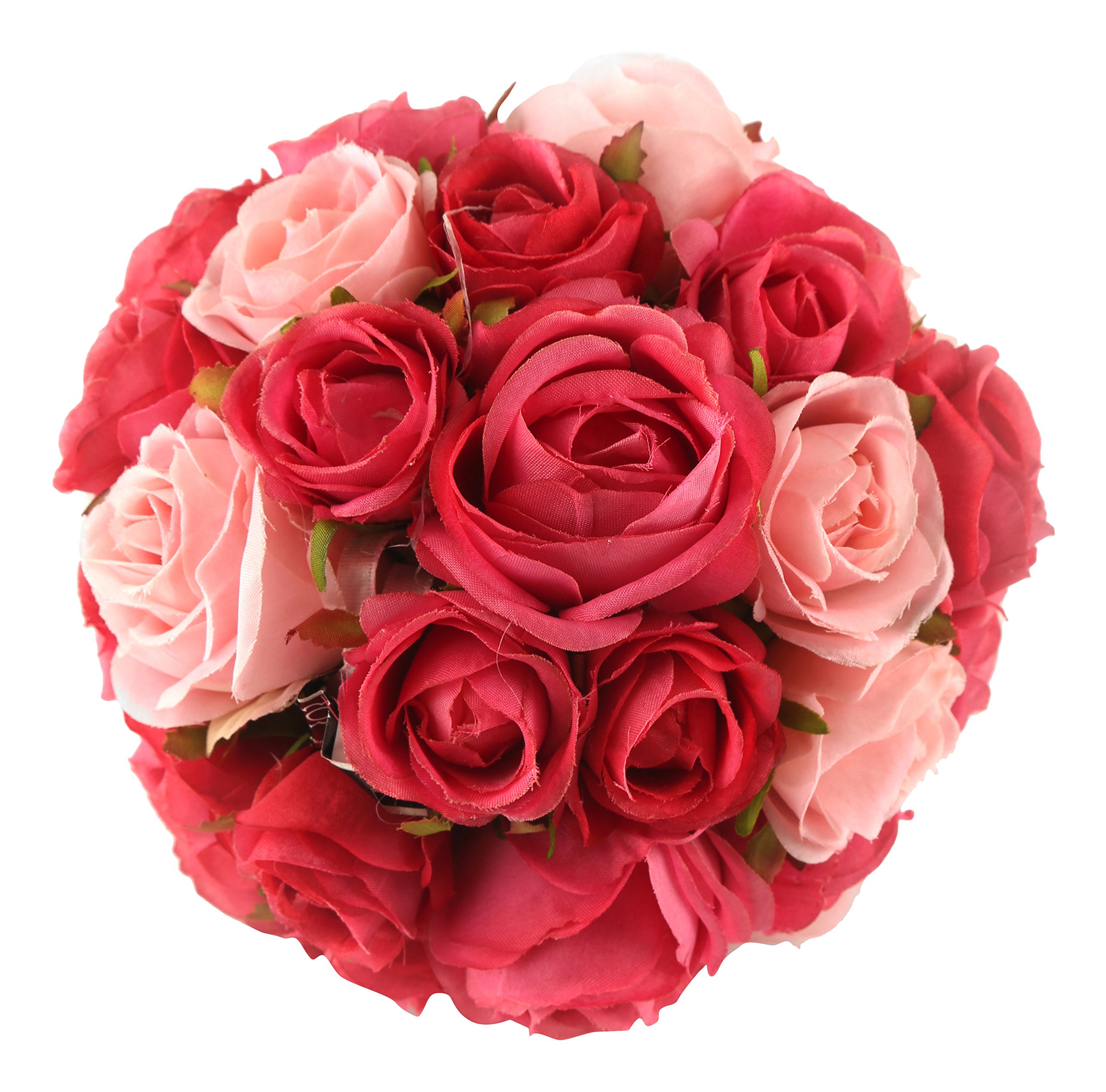 Floral Elegance Artificial 12cm Pink Rose Pomander Kissing Ball Display