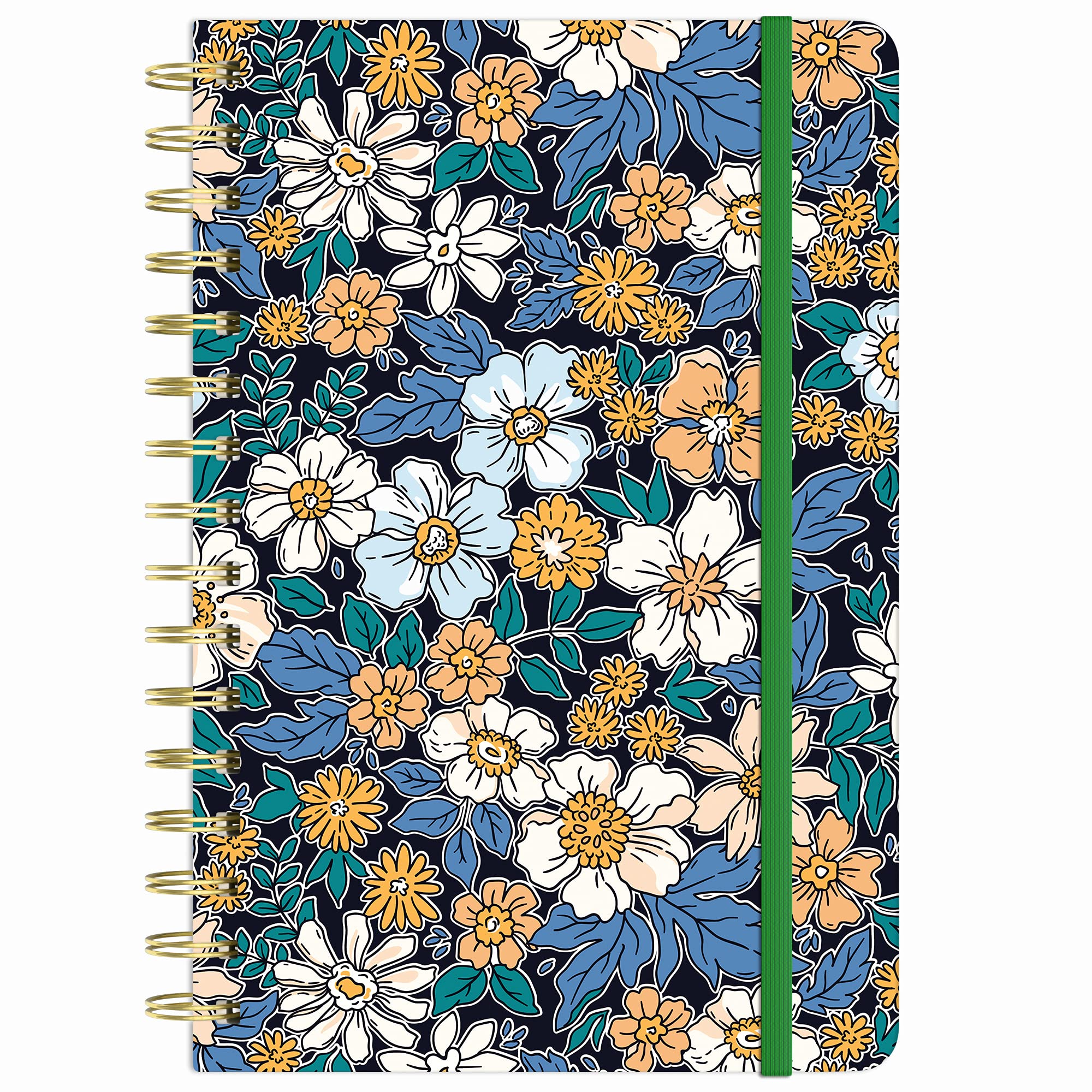 Huamxe Spiral Journal Notebook, Hardcover Lined Journal for Women, 8.4 x 6 inch, 160 Pages Thick Paper,Cute Aesthetic Floral College Ruled Notebooks for Work Writing Journaling Office School, Flower — image 1