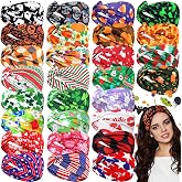 XunYee 28 Pcs Halloween Holiday Headbands Women Fall Wide Twist Headbands | Autumn Holiday Head Wrap Gift Bulk, Pumpkin Skull Thanksgiving Hair Bands Accessories, Stretchy Non Slip Headbands for Party