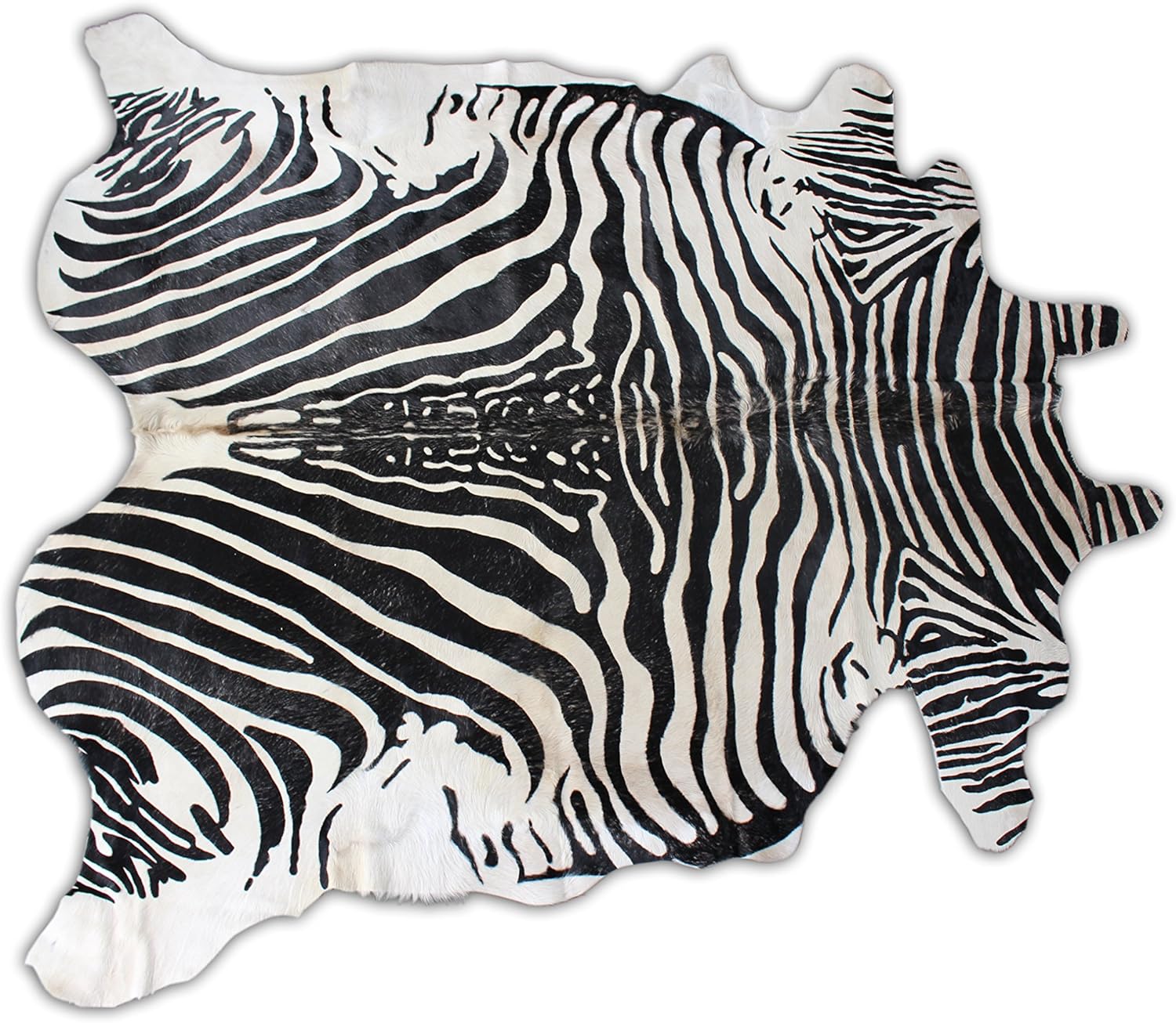 Zebra Print Genuine Cowhide Area Rug, Zebra Skin Throw Rug 100