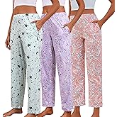 PNAEONG Pajama Pants Women 3 Pack Soft Cotton Lounge Pants Comfy Casual Pajama Bottoms with Elastic Waistband & Pockets