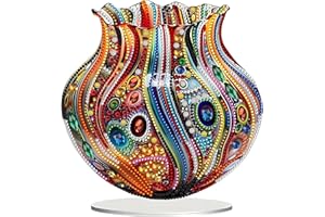 JJFox DIY Tabletop Diamond Art Painting Kit，Special Shaped Rhinestone Desk Placement Ornament，Home Stand Up Gem Painting Craft Kit，Gift,Double Sided. (Vase-1)