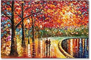 Diathou Art 24x36 inch hand-painted romantic oil painting Abstract modern wall art hand-painted landscape, color detailed decorative wall decorative canvas painting