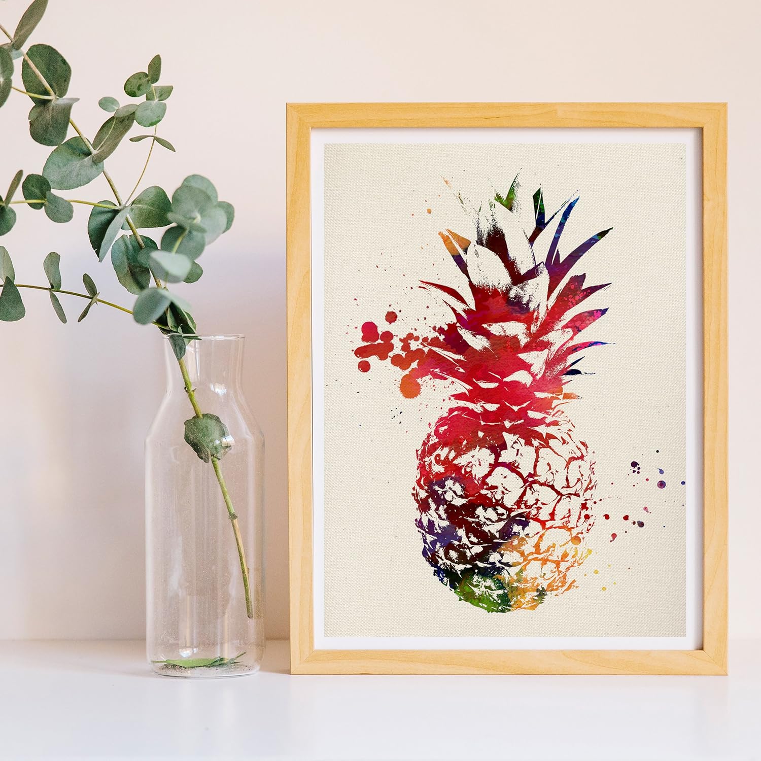 Nacnic Prints Pineapple Watercolorstyle - Set of 1 - Unframed 8x11 inch Size - 250g Paper - Beautiful Poster Painting for Home Office Living Room