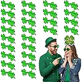 LIONO 26 PCS St Patricks Day Shamrock Glasses Party Favors, Green Clover Glasses for Family Friends Students