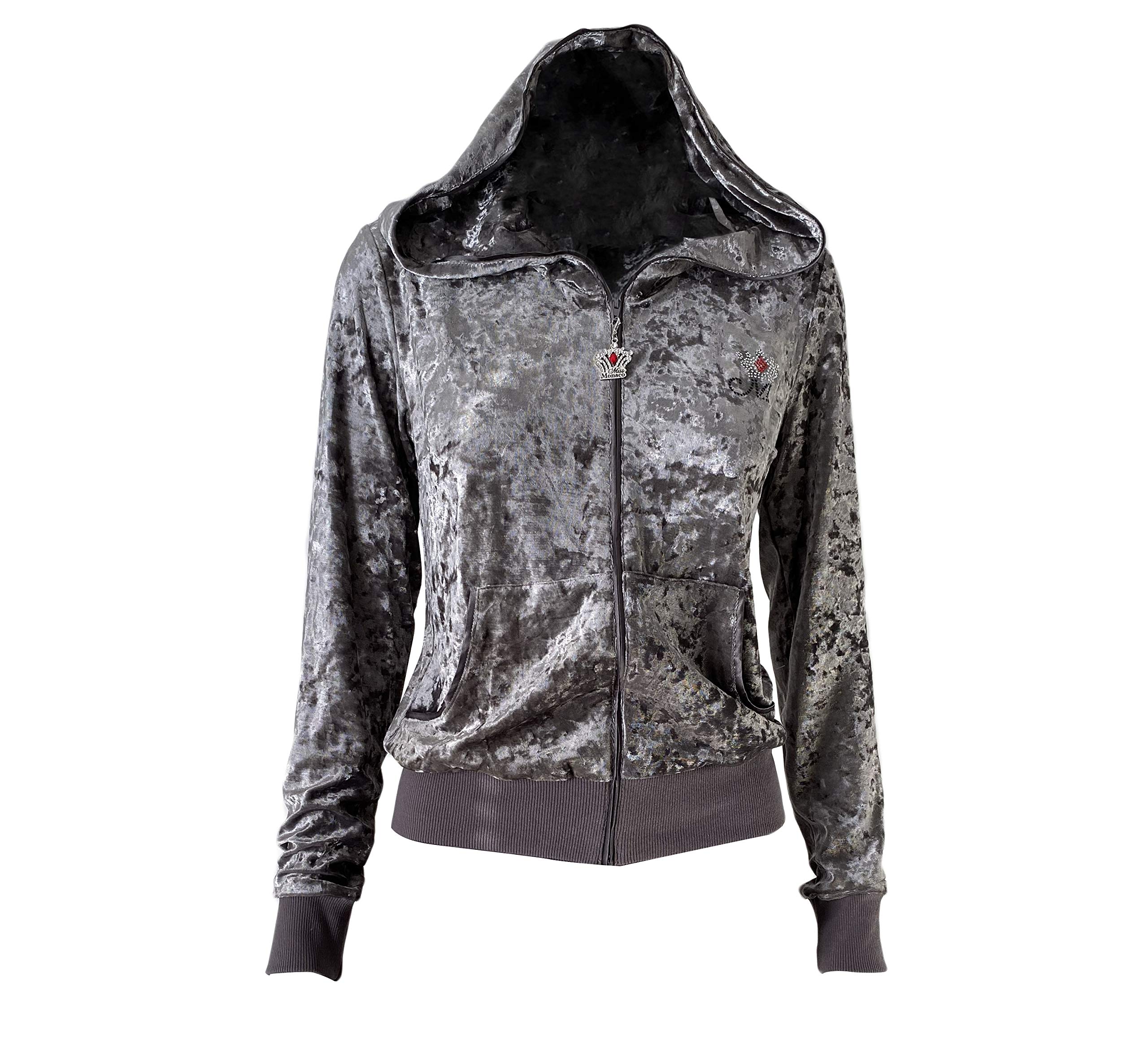 Miss Monaco Jacket Long Sleeve Zipper Casual Outwear Fashion Hooded with Two Side Pockets