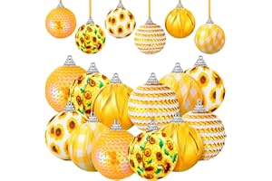 Yuxung 12 Pcs Sunflower Ornament Summer Tree Ornament Shiny Hanging Sunflower Ball Yellow Sequin Hanging Ornament Sunflower Summer Tree Decoration (Fresh Sunflower)