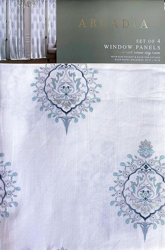 Amazon Com Arcadia Floating Medallions 4pc Window Curtains Set