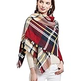 Wander Agio Womens Warm Blanket Scarf Square Winter Shawls Large Infinity Scarves Stripe Plaid Scarf
